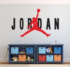 a wall decal with the name jordan on it