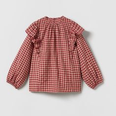 Zara Nwt 4t-5t Plaid Shirt. Round Neck, Long Sleeves And Elastic Cuffs. Back Teardrop Button Closure. Cute Red Ruffled Top, Cute Red Long Sleeve Blouse, Cute Long Sleeve Red Blouse, Cute Red Fall Tops, Playful Fall Tops For Playwear, Cute Cotton Fall Blouse, Playful Long Sleeve Tops With Ruffles, Cute Long Sleeve Ruffled Shirt, Cute Red Cotton Blouse