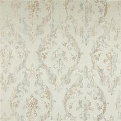 an old fashioned wallpaper pattern in beige and grey colors with swirls on it