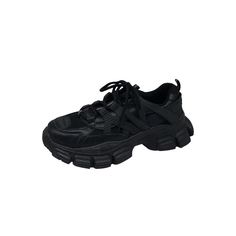 Lasaky - Black Breathable Thick-Soled Sports Shoes with All-Black Mesh, for Casual and Active Wear Black Dynamic Lace-up Running Shoes, Black High-top Chunky Sneakers For Running, Black Lace-up Chunky Sneakers For Running, Black Lace-up Running Shoes With Cushioned Footbed, Black Breathable Lace-up Chunky Sneakers, Elegant Sandals, Black Mesh, Wearing Black, Low Heels