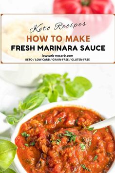 How to Make Homemade Low Carb Marinara Sauce Keto Marinara Sauce, Low Carb Marinara Sauce, Low Carb Pasta Sauce, Sugar Free Tomato Sauce, Low Carb Marinara, Pizza Topping, Marinara Sauce Recipe, Best Keto Meals, Keto Sauces