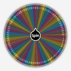 a spinning wheel with the word spin written in black on it's center surrounded by numbers