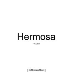 the logo for hermosa is shown in black and white, on a white background