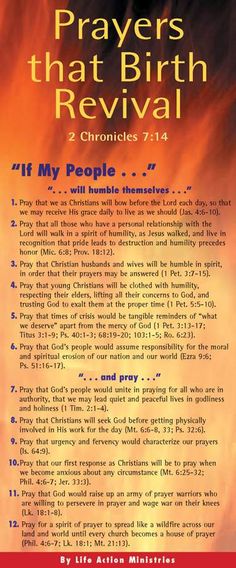 a poster with the words prayers that birth revival