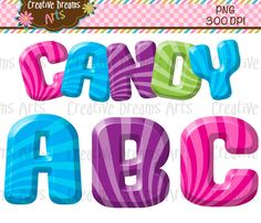 the word candy abc is made out of colorful letters