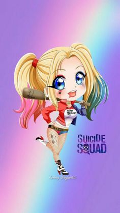 a cartoon girl with blonde hair and blue eyes holding a baseball bat