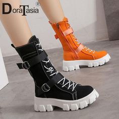 Boots High Heels, Pu Boots, Canvas Boots, Brown Shirt, Vintage Long Sleeve, Streetwear Tops, Boots High, Style Streetwear, Leather Zipper