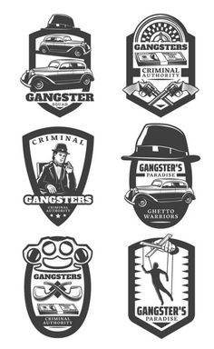 vintage gangster emblems and badges