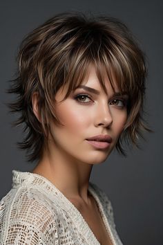 Short Rockstar Hair, Womans Shag Haircut Short, Short Wolfcut/shag, Women’s Shaggy Mullet, Women’s Wolf Cut Haircut, Shaggy Women’s Haircuts, Rocker Hair, Short Shaggy Haircuts, Funky Short Hair