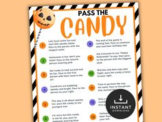 a poster with instructions for halloween candy