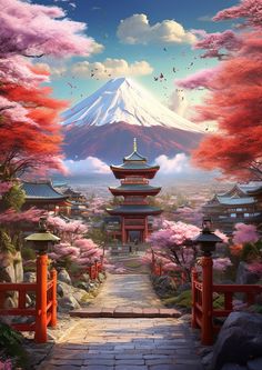 Japanese Landscape Photography, Landscapes Japan, Fuji Mountain Wallpapers, Mount Fuji Wallpaper, Fuji Mountain Painting, Japan Background, Japanese Fuji Mountain, Japan Mountains, Fuji Mountain Illustration