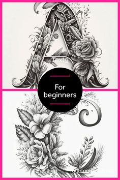 59 Unique Inspirations For Hand Lettering & Guide Letter Art Drawing Design Alphabet Fonts, Letters With Flowers Fonts, Hand Lettering Layouts, Floral Letters Drawing, Fonts Doodle, Handlettering Inspiration, Cute Lettering, Leaf Font, Calligraphy Cursive