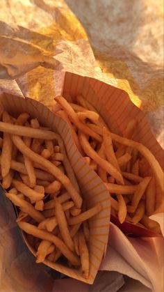 some french fries are sitting in a paper container