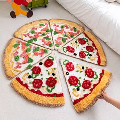 Feblilac Cute Fun Pizza Rug Bath Mat - Feblilac® Mat Rug Art Bath Mats & Rugs, Pizza Shapes, Bedroom Mat, Sausage Pizza, Piece Of Pizza, Punch Needle Embroidery, Plush Rug