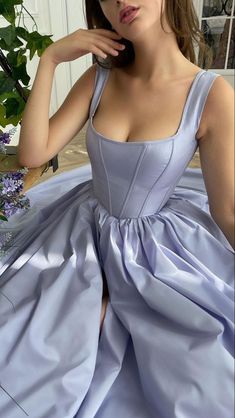 Prom Dress With Pockets, Teuta Matoshi, Lavender Prom Dresses, Corset Gown, Satin Homecoming Dress, Prom Dresses With Pockets, Simple Prom Dress, Satin Evening Dresses, Prom Dresses Sleeveless