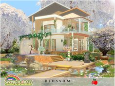 a small, sunny home to welcome spring. for a small household with a pet. by melapples 🍎 @ TSR. Sims 4 Residential Sims 4 Residential, Island Living, Romantic Garden, Industrial Loft, Welcome Spring