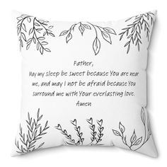 a pillow with a poem written on it