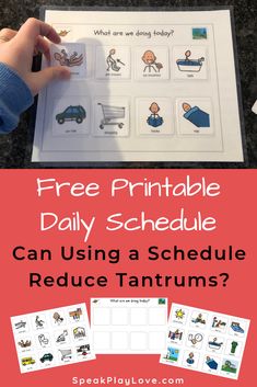 a printable worksheet with the words, free printable daily schedule can using a schedule reduce tantums?