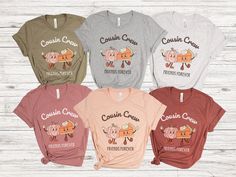 This Cousin Crew Thanksgiving shirt is perfect to wear during the Fall Season  S I Z I N G   &   C O L O R S - Please refer to sizing and color charts in the images C R E W N E C K   S W E A TE R P R O D U C T   D E T A I L S - Printed with ink - Unisex Sweatshirt - Designed with pre-shrunk soft air-jet spun yarn - Features a crewneck - The collar is ribbed knit, so it retains its shape even after washing. - Double-needle stitched collar, shoulders, armholes, cuffs and hem - Loose fit for a comfortable feel F A B R I C A T I O N  - 50% cotton, 50% polyester - Medium-heavy fabric (8.0 oz/yd² (271.25 g/m²) C A R E    I N S T R U C T I O N S - Turn inside out and machine wash cold on delicate cycle - Dry on low heat setting - Do not bleach - Do not dry clean - Do not iron directly on design U Cousin Crew, Thanksgiving Shirt, Sister Shirts, R P, Thanksgiving Outfit, Thanksgiving Shirts, Soft Air, Color Charts, Unisex Tshirt