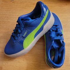 Puma - Beautiful Blue And Green. Sz. W. 7.5 Nwot Blue Puma Sneakers For Sports, Blue Puma Sneakers With Round Toe, Blue High-top Puma Sneakers, Casual Blue Puma Sneakers, Shoes Puma, Green Sneakers, Puma Shoes, Blue And Green, Beautiful Blue