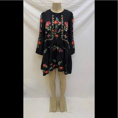 Nwt Zara Woman Size Xs Long Sleeve Black With Multicolored Floral Embroidery Mini Dress (100% Cotton). See Pictures For Actual Condition, Comes From A Smoke Free Home. Note: Two Small Color Defects On The Right Sleeve, See Last Picture For Details. Very Hard To See. Total Length: 33” Bust: 16” Waist: 21” Hips: 28” Sleeve Length: 21.5” Floral Embroidered Mini Dress For Fall, Fall Mini Dress With Floral Embroidery, Fall Floral Embroidered Mini Dress, Fall Floral Embroidery Mini Dress, Casual Black Long Sleeve Embroidered Dress, Bohemian Black Embroidered Dress For Spring, Black Fitted Embroidered Dress For Festival, Black Embroidered Long Sleeve Mini Dress, Floral Embroidered Mini Dress For Festival