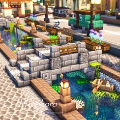 Small Stone Bridge Minecraft, Stone Brick Bridge Minecraft, Minecraft City Center Ideas, Waystone Minecraft Ideas, Minecraft City Bridge, Smallishbeans Minecraft Builds, Small Bridge Minecraft, Minecraft Stone Bridge, Minecraft Small Bridge