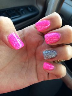 Dream Products, Solar Nails, Pink Glitter Nails, Bright Nails, Nail Designs Glitter, Pink Sparkle, Dipped Nails