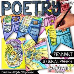 a poster with some writing on it and pictures in the bottom right hand corner that says poetry