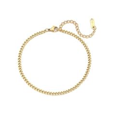 The Gold Cuban Link Bracelet is a statement piece you'll be reaching for every day! With your choice of chain thickness, you can mix and match to create your own wrist stack! DETAILS & SIZE Finish: 18k gold plate Materials: 316L Stainless Steel Measurements: Chain length: 6" + 2" extension; Chain width: 3mm, 6mm, 8mm Lobster claw clasp Waterproof, tarnish-resistant, and nickel free Shop Bracelets for more options to layer this with! Romantic Birthday Gifts, Wrist Stacks, Foot Bracelet, Gold Anklet, Chain Extenders, Waterproof Jewelry, Chain Anklet, Gold Plated Bracelets, Cuban Link Chain