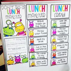 the lunch menu is on display for children to enjoy their lunch time and learn how to use it