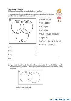 worksheet for the venn diagram, which includes two intersecting circles and an area with