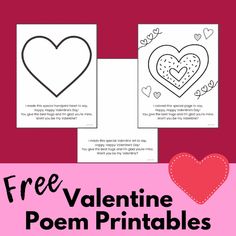 valentine's day poem printables for kids to color and practice their feelings