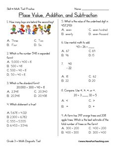 the place value addition and subtraction worksheet for grade 1 students to practice