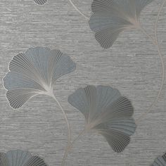 a wallpaper with grey leaves on it