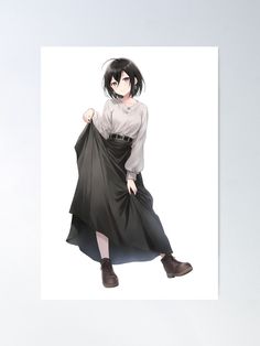 "Warrior's Spirit - Mikasa Waifu Dress Art" Poster for Sale by gan-vogh | Redbubble Dress Fanart, Warrior Spirit