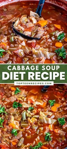 cabbage soup with carrots and other vegetables in a bowl