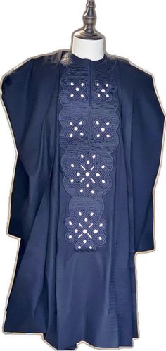 Blue Traditional Agbada For Ceremonies, Traditional Blue Agbada For Ceremonies, Blue Agbada For Traditional Ceremonies, Traditional Blue Agbada With Traditional Patterns, Blue Agbada With Traditional Patterns For Ceremonies, Elegant Blue Agbada For Traditional Ceremonies, Elegant Blue Thobe For Traditional Ceremonies, Blue Traditional Formal Agbada, Traditional Black Agbada For Ceremonies