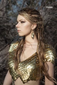 The Golden Queen-Deluxe Scale Maille scalemail halter bra bikini top armor LARP Burning Man Renaissance elf Armor Dresses Female, Battle Skirt Armor Viking, Breastplate Jewelry, Vikings Shield, Scale Maille, Golden Queen, Valhalla Viking, Halter Bra Top, Scale Mail