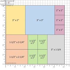 the size and width of an area with measurements for each piece of paper on it