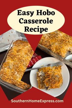 easy hobo casserole recipe with cheese on top and in the bottom half