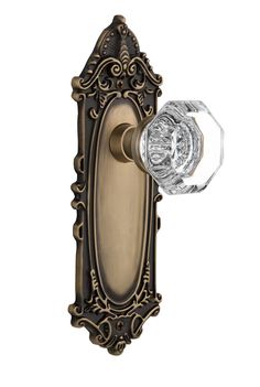 an antique style door handle with ornate design