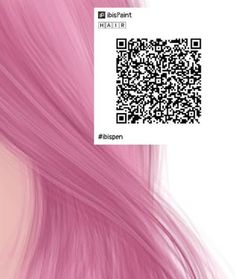 a woman with pink hair has a qr code on it