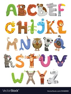 the letters are made up of different animals