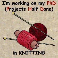 i'm working on my phd projects half done in knitting with yarn and needles