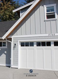 two garages are shown in front of a house