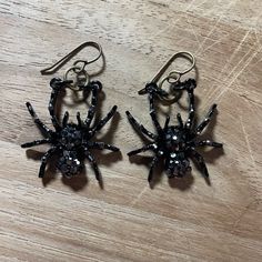 Spider Black Earrings. 1 1/2” Adorable. Just In Time For Halloween. . Hand Made Black Halloween Costume Jewelry, Black Spooky Jewelry For Costume Party, Black Novelty Jewelry For Costume Party, Black Spooky Jewelry For Party, Spooky Black Jewelry For Party, Black Spooky Party Jewelry, Handmade Black Halloween Earrings, Nickel-free Black Spooky Earrings, Spooky Black Nickel-free Jewelry