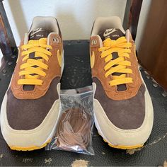 Men’s Size 7 - Never Worn - Comes With Box Nike Brown Suede Sneakers, Nike Custom Brown Suede Sneakers, Brown Low-top Sneakers With Air Cushioning, Brown Casual Sneakers With Air Cushioning, Casual Brown Sneakers With Air Cushioning, Brown Custom Sneakers With Air Max Cushioning For Sports, Brown Sports Sneakers With Air Cushioning, Custom Brown Leather Sneakers With Air Max Cushioning, Brown Air-cushioned Sneakers With Round Toe