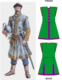 Patron réalisé par L'An Mil Nordic Clothing, Mens Garb, Kievan Rus, Viking Garb, Russian Clothing, Armor Clothing, Viking Dress, Medieval Clothes, Viking Costume