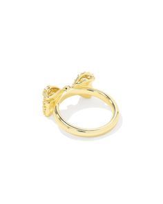 Kendra Scott Bow Ring, Kendra Scott Ring Gold, Kendra Scott Ring, Engraved Initials, Bow Ring, White Crystals, Ring Watch, Birthday List