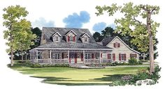 this is an artist's rendering of the country house plans for small homes and cottages